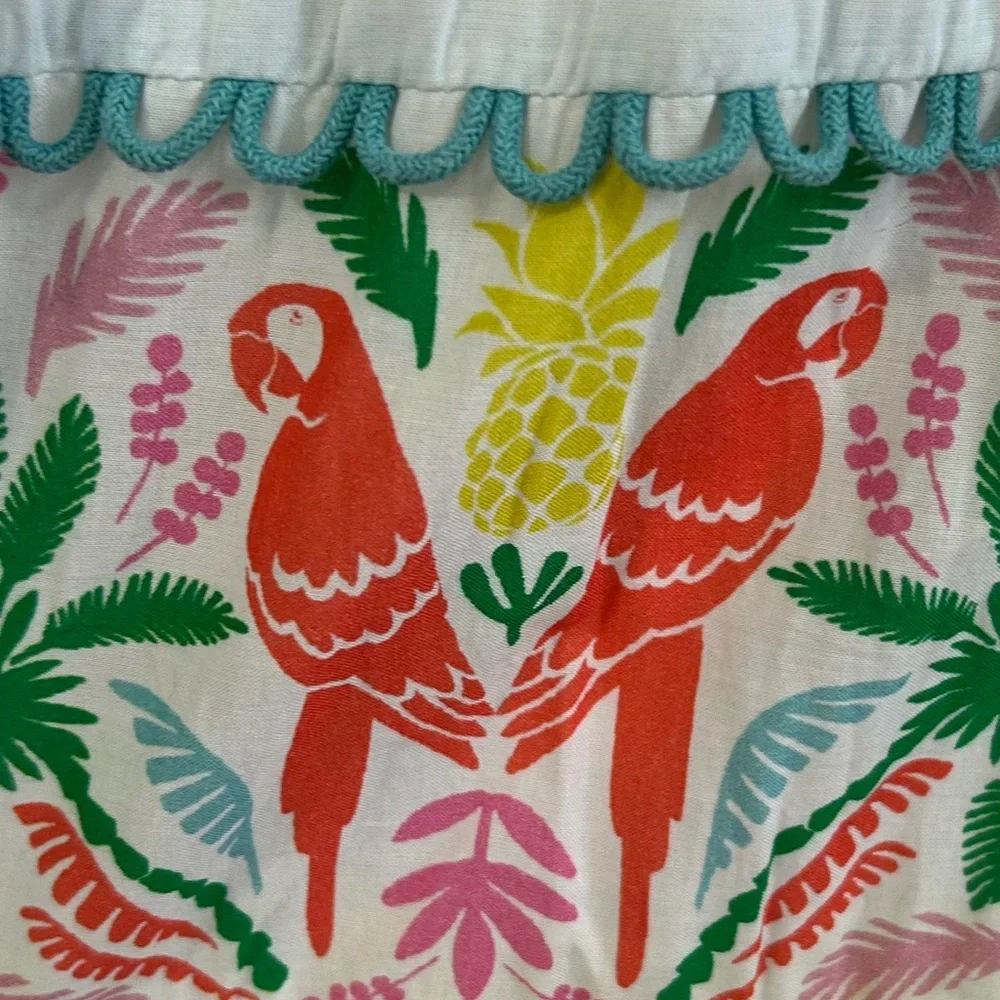BODEN SERENA COTTON TIE FULL CIRCLE MAXI DRESS MULTI TROPICAL LOVE BIRDS PARROTS - Picture 6 of 13